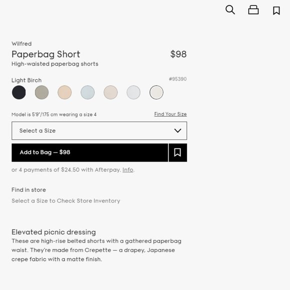 Wilfred Paperbag Shorts in Light Birch | Size 6 - Picture 5 of 5